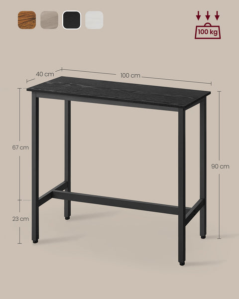 Rootz Rectangular Bar Table - Industrial Style - Pub Table - Metal Frame - 110cm x 60cm x 90cm