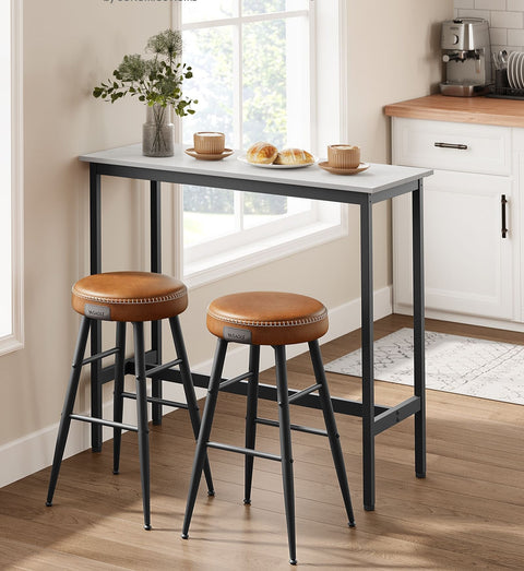 Rootz Rectangular Bar Table - Industrial Style - Pub Table - White - 100 x 40 x 90 cm