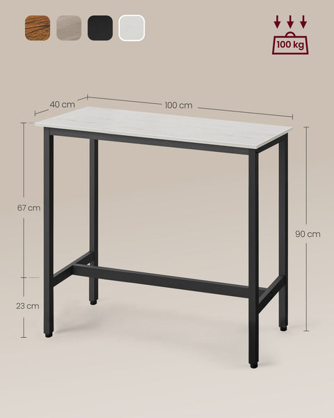 Rootz Rectangular Bar Table - Industrial Style - Pub Table - White - 100 x 40 x 90 cm