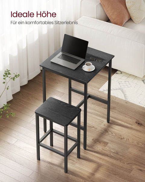 Rootz Bar Table Set - High Dining Table - Kitchen Bistro Table - Space-Saving Design - 60x60x90cm