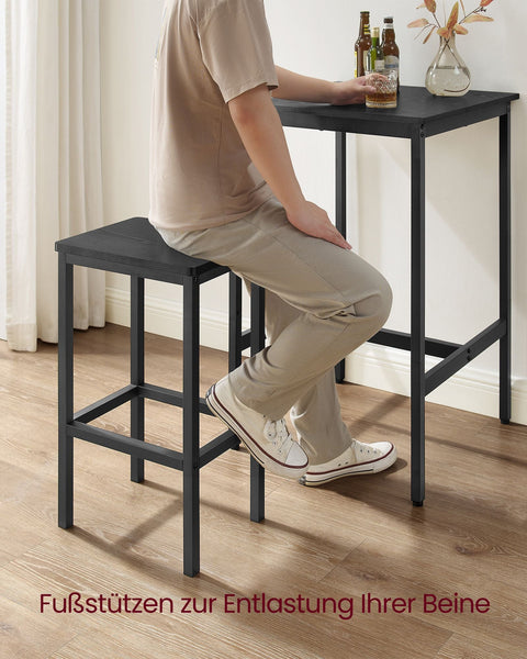Rootz Bar Table Set - High Dining Table - Kitchen Bistro Table - Space-Saving Design - 60x60x90cm