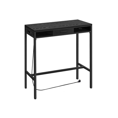 Rootz Bar Table - High Table - Bistro Table - Charging Station - 40cm x 99.8cm x 104.6cm - Ebony Black