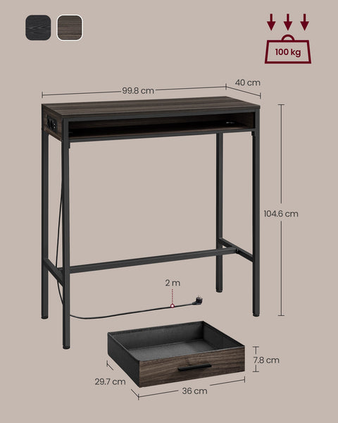 Rootz Bar Table with Charging Station - Bartisch mit Ladestation - Built-in Power Supply - 40 x 99.8 x 104.6 cm