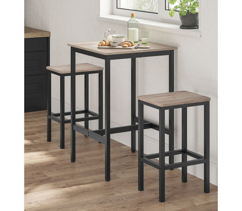 Rootz Bar Table - High Table - Pub Table - Chipboard & Steel - Sturdy Design - 60cm x 60cm x 92cm