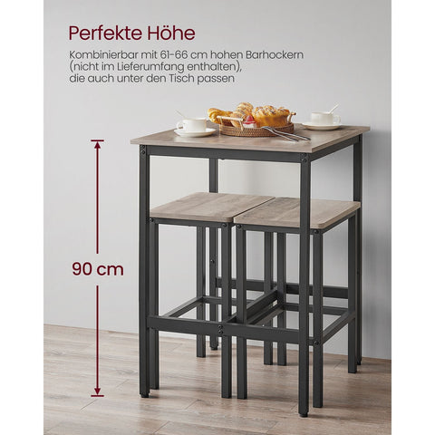 Rootz Bar Table - High Table - Pub Table - Chipboard & Steel - Sturdy Design - 60cm x 60cm x 92cm