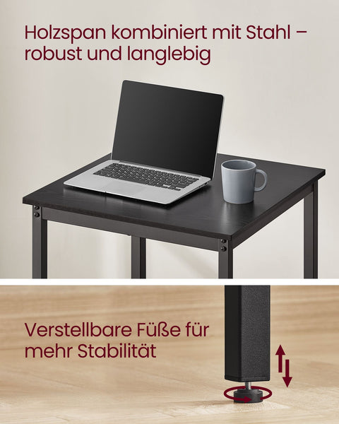 Rootz Bar Table - High Table - Pub Table - Sturdy Steel Frame - 60cm x 60cm x 92cm -Black
