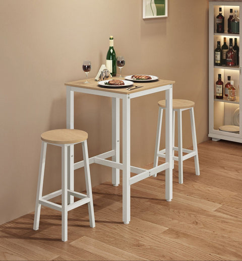 Rootz Bar Table - Pub Table - High Table - Steel Frame - Sturdy Construction - 60 x 60 x 92 cm - Brown-White
