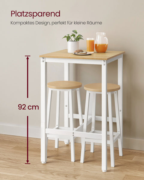 Rootz Bar Table - Pub Table - High Table - Steel Frame - Sturdy Construction - 60 x 60 x 92 cm - Brown-White
