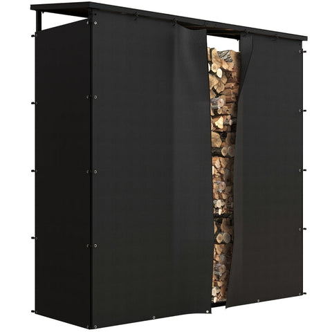 Rootz Firewood Rack - Log Holder - Wood Storage - Supports 2000 kg - Weatherproof Cover - 185cm x 62cm x 184cm