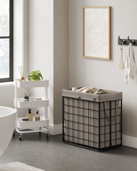 Rootz Laundry Basket Set - Clothes Hamper - Storage Bin - Steel Frame - Cotton-Polyester Blend - 58cm x 33cm x 58cm - 110L Capacity - Lightweight - Durable - Easy to Assemble