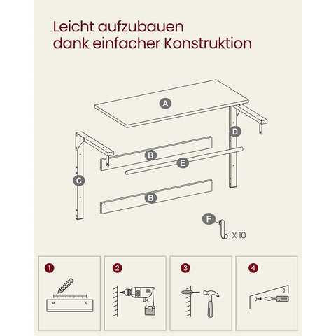 Rootz Wall Coat Rack - Oak White - Chipboard Steel - Large Storage - Easy Assembly - 30cm x 65cm x 42cm