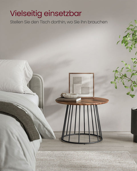 Rootz Coffee Table Set of 2 - Accent Tables - Living Room Tables - Steel Frame - Brown- Large: 60cm x 45cm, Small: 41.5cm x 37cm