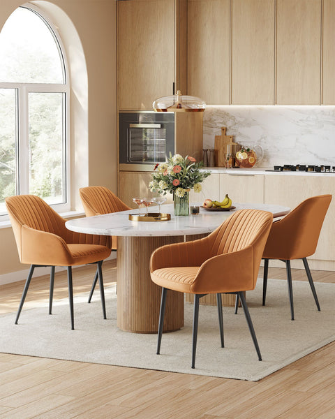 Rootz Velvet Upholstered Chair - Accent Chair - Cushioned Seat - Stylish Design - 60cm x 62.5cm x 85cm