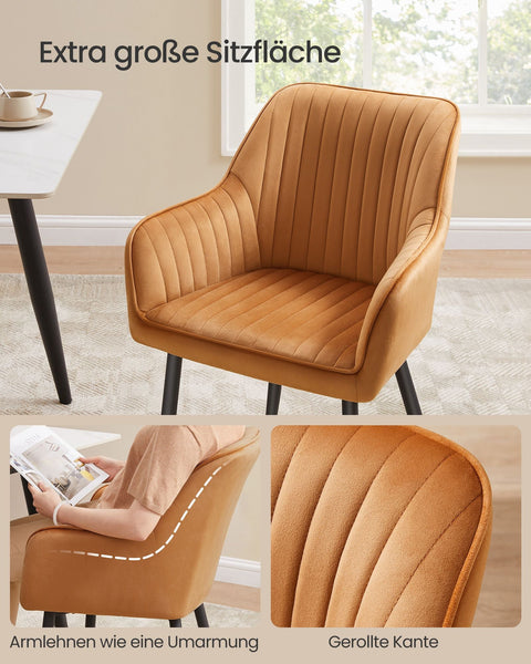 Rootz Velvet Upholstered Chair - Accent Chair - Cushioned Seat - Stylish Design - 60cm x 62.5cm x 85cm