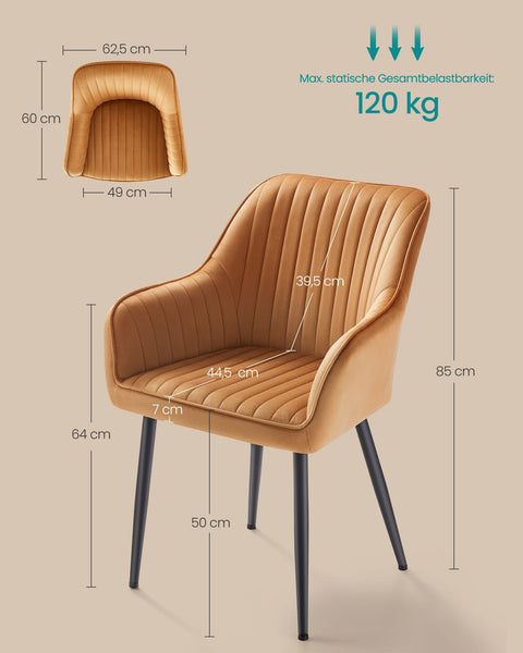 Rootz Velvet Upholstered Chair - Accent Chair - Cushioned Seat - Stylish Design - 60cm x 62.5cm x 85cm