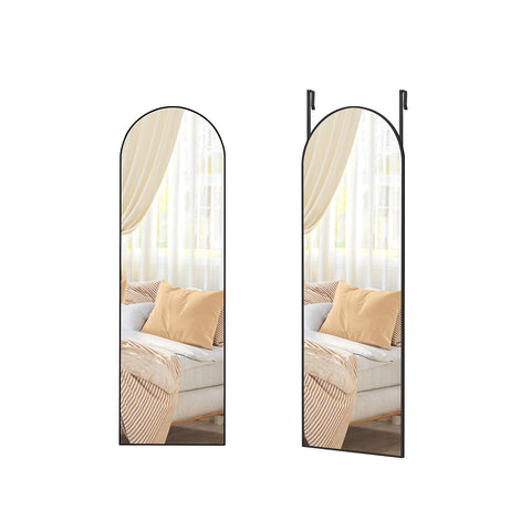 Rootz Full-Length Mirror - Body Mirror - Ink Black Mirror - Curved Design - Tempered Glass - 120cm x 40cm