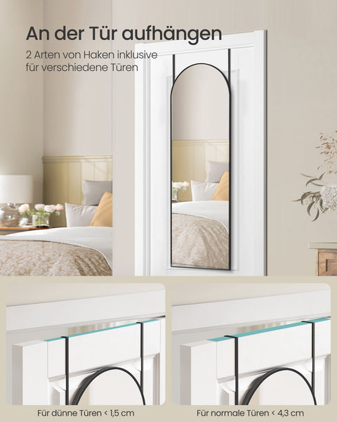 Rootz Full-Length Mirror - Body Mirror - Ink Black Mirror - Curved Design - Tempered Glass - 120cm x 40cm