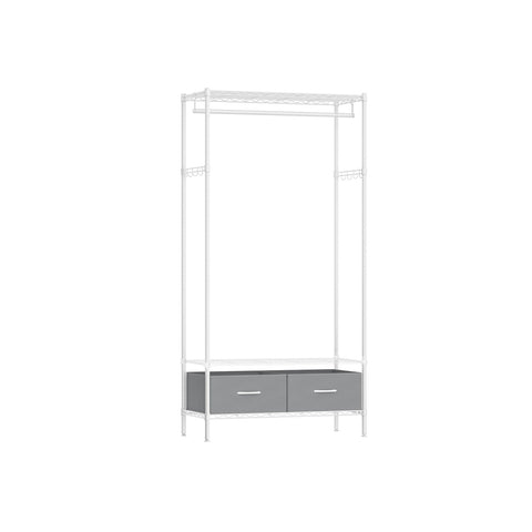 Rootz Steel Clothes Rack - Wardrobe Organizer - Garment Rack - Cloud White-Dove Gray - 40cm x 90cm x 180cm - Max 90kg Total Load Capacity