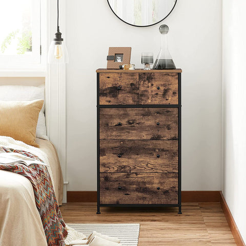 Rootz Fabric Drawer Chest - Dresser - Storage Cabinet - Child-Friendly - 56cm x 30cm x 89.3cm