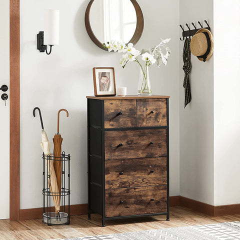 Rootz Fabric Drawer Chest - Dresser - Storage Cabinet - Child-Friendly - 56cm x 30cm x 89.3cm
