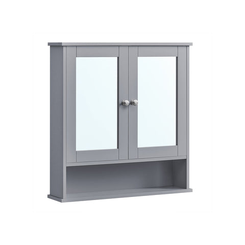 Rootz Wall-Mounted Mirror Cabinet - Grey - MDF Storage - Space-saving - 13 x 56.5 x 58.5 cm
