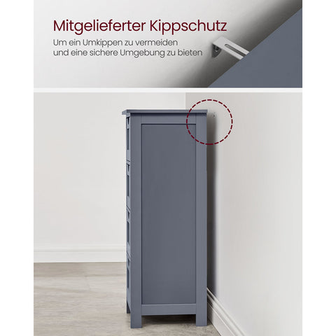 Rootz Side Cabinet with 4 Drawers - Bedside Table - Storage Chest - Oak Finish - 50cm x 40cm x 80cm