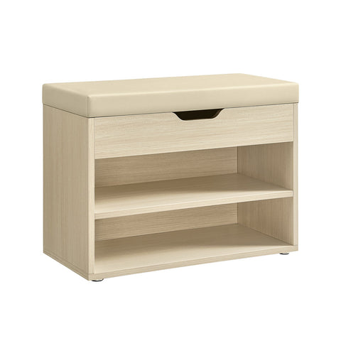 Rootz Shoe Bench with Storage - Entryway Organizer - Ottoman Bench - Chipboard Construction - 30cm x 60cm x 44cm - Natural Beige