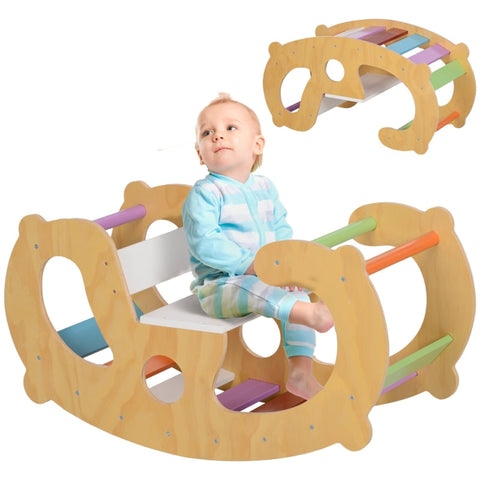 Rootz Climbing Frame - Pikler Arch Ladder - Rocking Chair - Versatile Indoor Play - 91cm x 41cm x 48cm