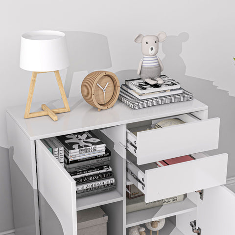 Rootz Chest of Drawers Sideboard - Storage Cabinet - Modern Furniture - Adjustable Shelves - 79 x 36 x 74 cm - Glossy White