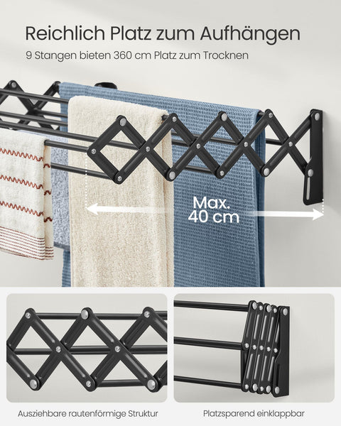 Rootz Washer Dryer Rack - Laundry Organizer - Drying Rack - Steel Construction - 40cm x 42cm x 12cm - Portable - Lightweight