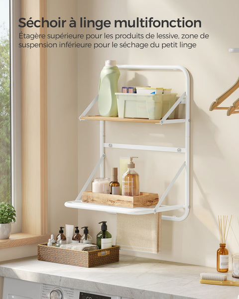 Rootz Compact Steel Washing Rack - Dish Drainer - Drying Rack - Cloud White - 26cm x 42cm x 56cm - Lightweight - Static Load Capacity 10kg