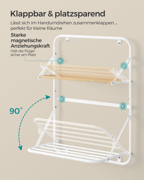 Rootz Compact Steel Washing Rack - Dish Drainer - Drying Rack - Cloud White - 26cm x 42cm x 56cm - Lightweight - Static Load Capacity 10kg