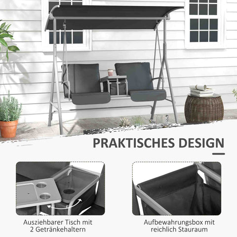 Rootz Hollywood Swing - Porch Swing - 2-Seater Garden Swing - UV Protection - 175cm x 110cm x 165cm