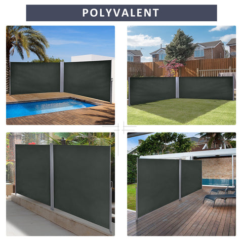 Rootz Double Side Extendable Privacy Screen - Fence - Windbreak - UV Resistant - 600cm x 160cm - Grey