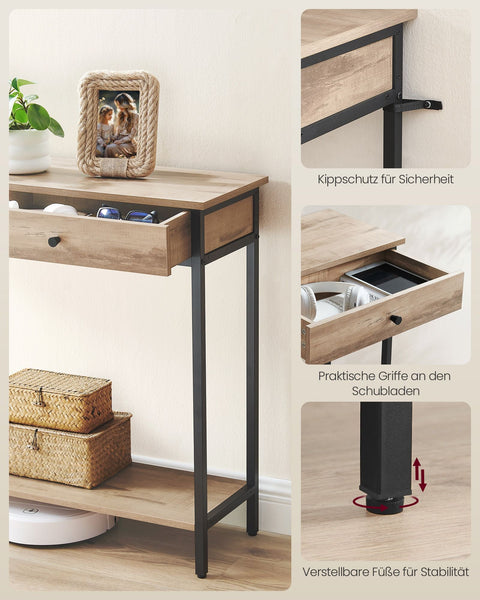 Rootz Console Table with Drawers - Entryway Table - Hallway Table - Stylish Storage - 30cm x 100cm x 80cm