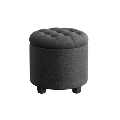 Rootz Upholstered Stool - Ottoman - Footrest - MDF & Imitation Linen - High Resilience Foam - 45cm x 45cm x 44.5cm
