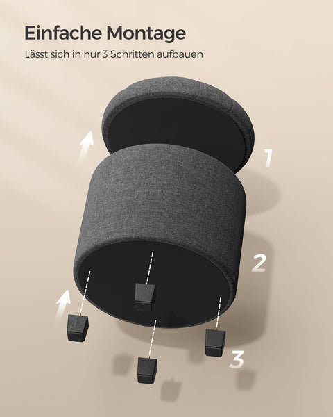 Rootz Upholstered Stool - Ottoman - Footrest - MDF & Imitation Linen - High Resilience Foam - 45cm x 45cm x 44.5cm