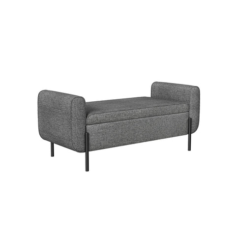 Rootz Storage Stool - Ottoman - Armchair - Slate Gray - Solid Wood - Steel - Imitation Linen - 50cm x 127cm x 55cm