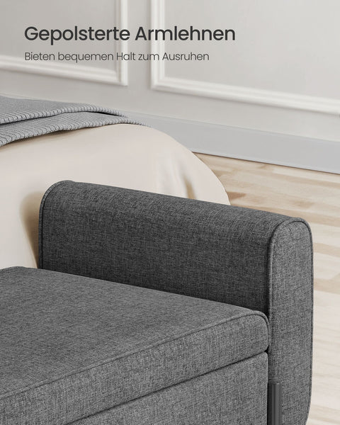 Rootz Storage Stool - Ottoman - Armchair - Slate Gray - Solid Wood - Steel - Imitation Linen - 50cm x 127cm x 55cm