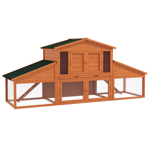 Rootz Rabbit Hutch Rodent Hut - Bunny House - Small Animal Shelter - Solid Pine Wood - 2.25L x 0.70W x 1H m