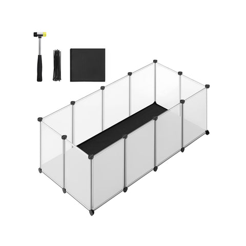 Rootz White Pet Playpen - Dog Enclosure - Puppy Fence - PP Plastic Panels - ABS Connectors - 125cm x 63cm x 42cm - Oxford Cloth Pad 124cm x 65cm