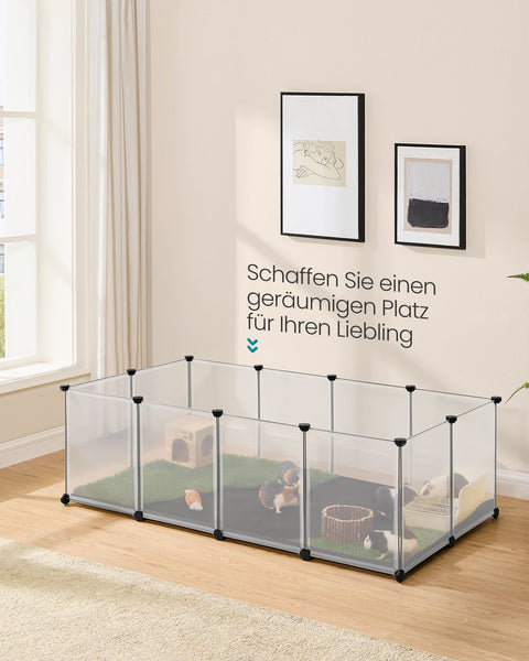 Rootz White Pet Playpen - Dog Enclosure - Puppy Fence - PP Plastic Panels - ABS Connectors - 125cm x 63cm x 42cm - Oxford Cloth Pad 124cm x 65cm