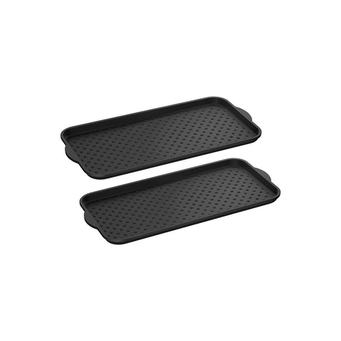 Rootz Set of 2 Shoe Drip Trays - Boot Trays - Raised Edge - PP Plastic - 36.5cm x 74.2cm x 3.2cm - Black