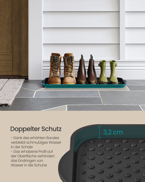 Rootz Set of 2 Shoe Drip Trays - Boot Trays - Raised Edge - PP Plastic - 36.5cm x 74.2cm x 3.2cm - Black