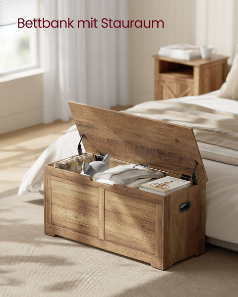 Rootz Chipboard Shoe Bench - Entryway Bench - Storage Bench - Honey Brown - 40cm x 100cm x 46cm - 19.5kg - Max. Load 136kg