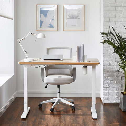 Rootz Electric Height Adjustable White Table Frame - Sit-Stand Desk - Motorized Desk - Steel - Continuous Height Adjustment - (115-147) x 60 x (71-112) cm