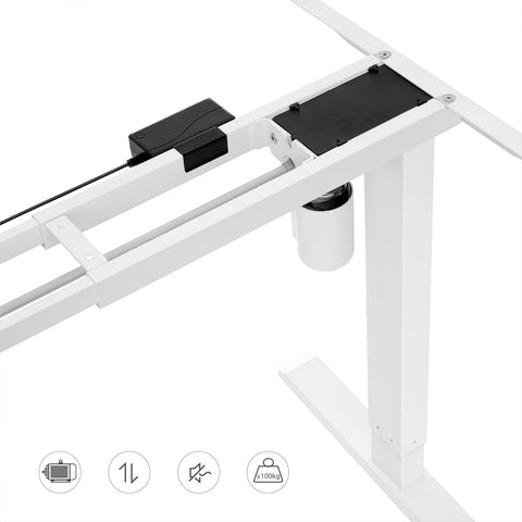Rootz Electric Height Adjustable White Table Frame - Sit-Stand Desk - Motorized Desk - Steel - Continuous Height Adjustment - (115-147) x 60 x (71-112) cm