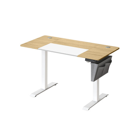 Rootz Electric Desk - Height-Adjustable Table - Motorized Desk - Chipboard Steel - Pastel Yellow - White - 60cm x 120cm x (72-120)cm