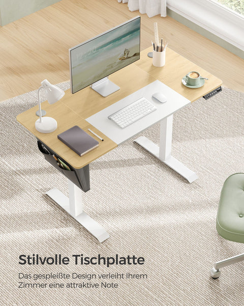 Rootz Electric Desk - Height-Adjustable Table - Motorized Desk - Chipboard Steel - Pastel Yellow - White - 60cm x 120cm x (72-120)cm