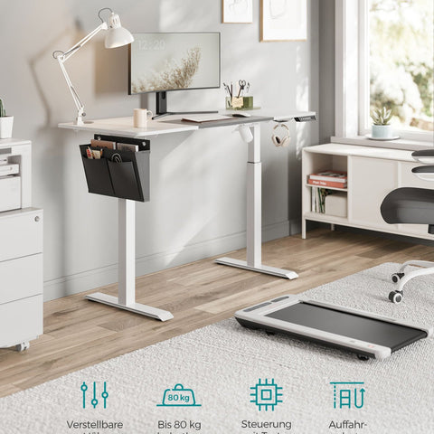 Rootz Electric Standing Desk - Height-Adjustable Desk - Sit Stand Desk - Chipboard - Steel Frame - 60cm x 140cm x (72-120cm) - White/Gray